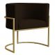 Poltrona Decorativa Sala de Estar Luana Base Gold Suede Marrom - Montanaris Decor