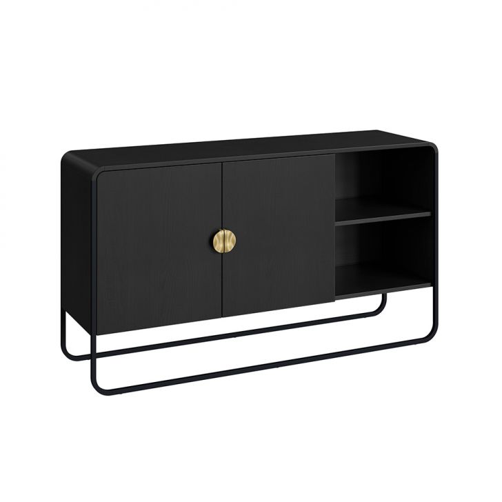 Buffet Luna 2 Portas Preto e Dourado 135 cm