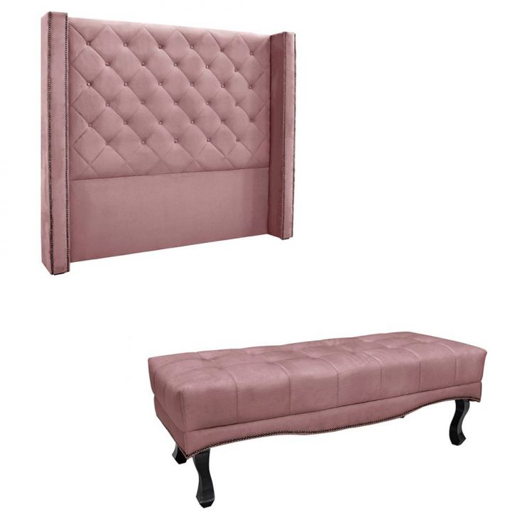 Conjunto de Cabeceira King com Recamier Vicenza Veludo Lilás