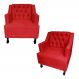Combo 02 Poltronas Decorativa Pés Luis XV Gênises Encosto Estilo Capitonê Suede Vermelho - DS Estofados