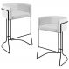 Kit 02 Banquetas Decorativas Fixas Base De Aço Preto Betina D02 Corano Branco C-12 - Lyam Decor