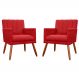 Kit 02 Poltronas Decorativas Cecilia Pés Palito Suede Vermelho - DS Estofados
