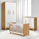Conjunto Infantil Luar Freijo/Branco: Berço Luar Mini Cama + Cômoda Luar + Guarda-Roupa Luar