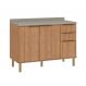Balcão de Cozinha com Tampo Deseo 2 Portas 3 Gavetas Mel e Fendi 120 cm