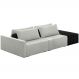 Sofá Ilha Modular Para Sala 232cm com Puff Dublin K01 Linho Cinza e Sintético Preto - Lyam Decor
