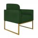 Poltrona Marisa Suede Verde Base Industrial Metálica Dourado D'Rossi