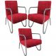 Kit 5 Poltronas Para Sala de Espera Recepção Em Suede Vermelho Com Braços Cromados Decorativa Confortável Até 120 Kg - PS