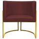Poltrona Decorativa Para Sala Recepção Manicure Escritório Luna Suede Bordô Base de Ferro Dourado