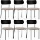 Kit 06 Cadeiras Para Sala De Jantar Melina L02 Couríssimo Preto Linho Bege - Lyam Decor