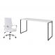 Conjunto de Mesa Studio 150 cm com Cadeira de Escritório Diretor Giratória Cleaner Branca