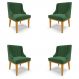Kit 4 Cadeiras Decorativas Sala de Jantar Base Fixa de Madeira Firenze Veludo Verde Esmeralda/Castanho G19 - Gran Belo