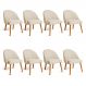 Kit 08 Cadeiras Poltrona de Jantar Luna Suede Bege Pés Palito Castanho - Pallazio