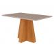 Mesa de Jantar Retangular com Tampo de Vidro Patricia Off White e Nature 130 cm