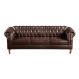 Sofá Dom Pedro Chesterfield 3 Lugares Vintage Clássico Retrô - Couríssimo Marrom Café