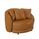 Poltrona Decorativa para Sala 122cm Pés Madeira Kaly M22 Sintético Caramelo - Mpozenato
