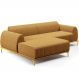 Sofá 4 Lugares com Chaise Esquerdo Para Sala de Estar Molino 255cm D02 Base Castanho Pés D'ouro Prime Bouclê Mostarda PB-03 - Lyam Decor