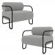 Kit 2 Poltronas Decorativas Sala de Estar Polatsk Base Industrial de Ferro Veludo Cinza Claro G33 - Gran Belo