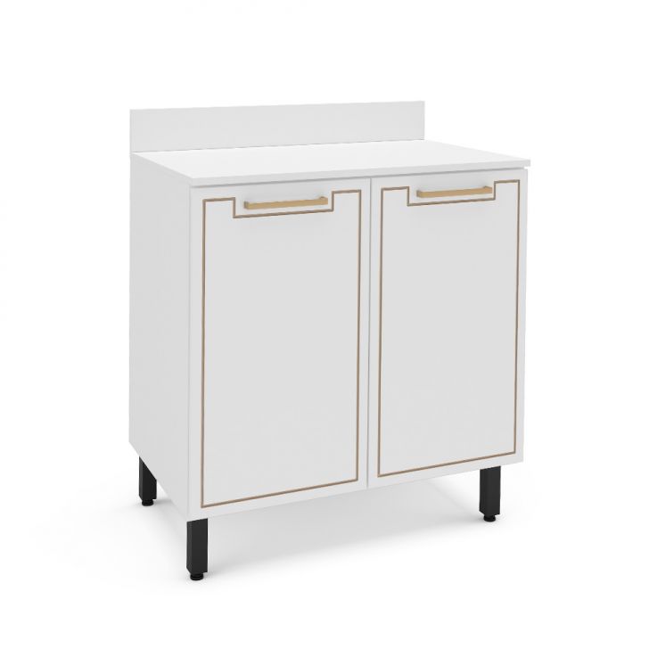 Balcão de Cozinha Amara com Tampo 2 Portas Branco