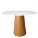 Mesa de Jantar Cone Redondo 130 cm Base Freijó Tampo Mármore Branco Extra