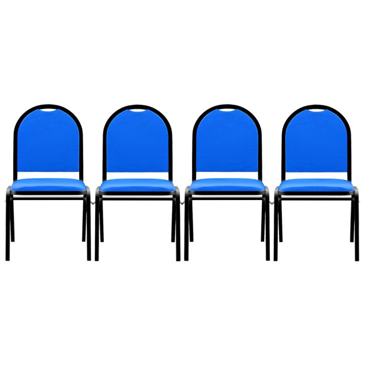 Kit 4 Cadeiras Hoteleiras Auditório Empilhável Sintético M23 Azul - Mpozenato