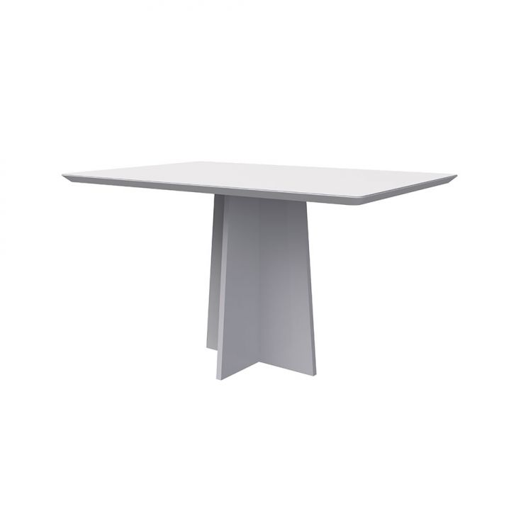 Mesa de Jantar Retangular com Tampo de Vidro Anitta Off White 135 cm