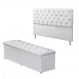 Cabeceira e Calçadeira Baú King 190cm Para Cama Box Sofia Corino Branco - DS Móveis