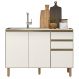 Balcão de Cozinha Com Pia Inox 120cm Maly N03 Carvalho/Off White - Mpozenato