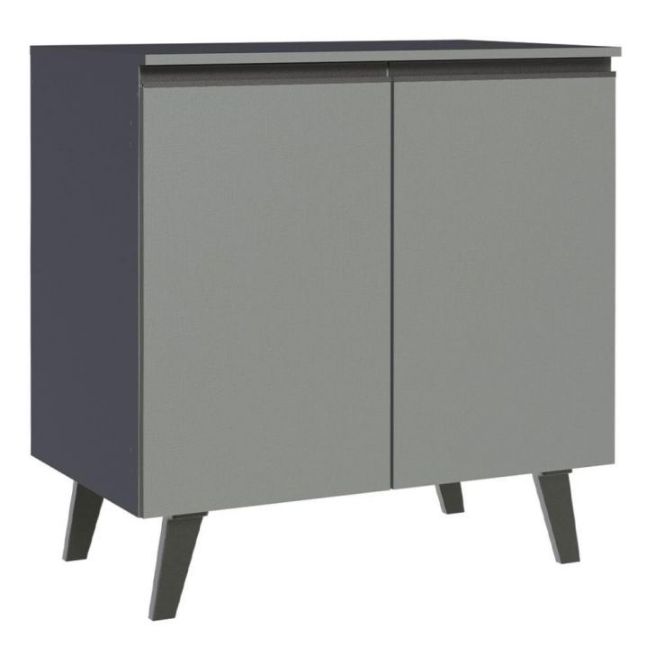 Balcão Armário de Cozinha 80 cm 2 Portas Com Pés Cinza Nice Madesa