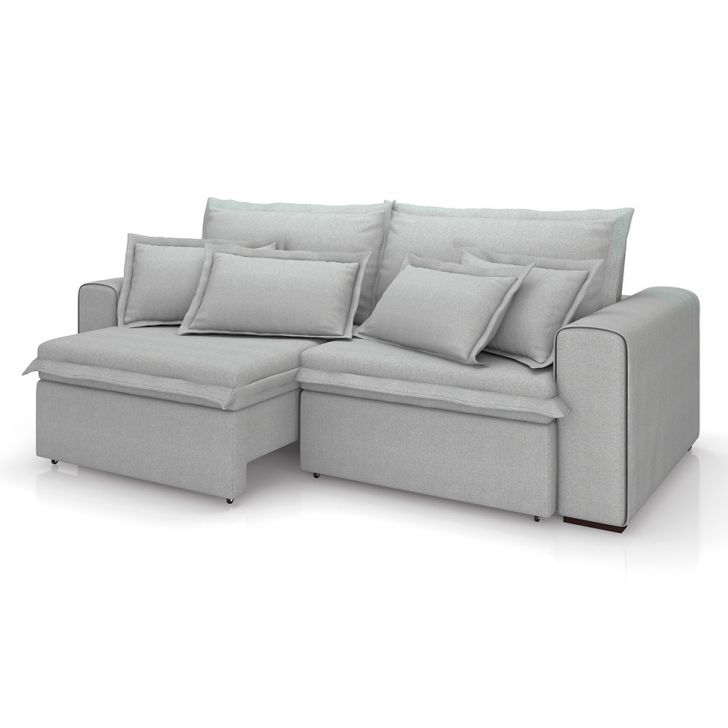 Image of Sofá 3 Lugares Retrátil E Reclinável Cannes Linho Bouclé Cinza 240 Cm PLA-MO895UP44TSXMOB