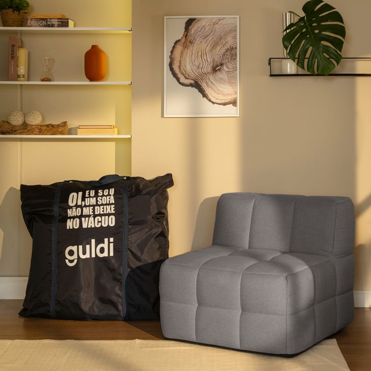 Módulo Central Sofá Guldi Popup Linho Cinza