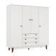 Guarda-Roupa Casal Retrô 4 Portas 3 Gavetas Branco