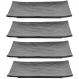 Kit 4 Travessas para Sushi em Melamina Retangulares 20x14cm Preto Gourmet Mix Prato para Servir Comida Japonesa
