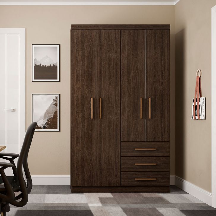 Guarda-roupa Solteiro Advantage 4 Portas 3 Gavetas Capuccino Wood