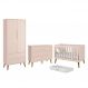 Dormitório Completo Infantil Theo 2 Portas, Cômoda 6 Gavetas, Berço Rosa Fosco com Pés Amadeirado e Colchão D18 - Reller Móveis