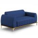 Sofá 3 Lugares Para Sala De Estar Molino 210cm D02 Pés D'ouro Veludo Azul Marinho C-304 - Lyam Decor
