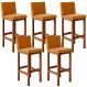 Kit 05 Banquetas Altas Para Cozinha Sala De Jantar Fixa Alya L02 Couríssimo Whisky - Lyam Decor