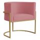 Poltrona Decorativa Sala de Estar Luana Base Gold Suede Rosa - Montanaris Decor