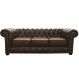 Sofá 3 Lugares Sala de Estar 235cm Chesterfield Pés Madeira Couro Marrom G40 - Gran Belo