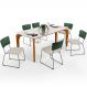Mesa Capri 160cm Off White E 6 Cadeiras Allana B05 Facto Verde Musgo Linho Champagne - Lyam Decor