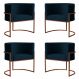Kit 4 Poltronas Decorativa Luana Base Bronze Veludo Azul Marinho - Montanaris Decor