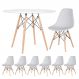 Mesa Eames 100 cm branco + 6 cadeiras Eiffel DSW Cinza claro