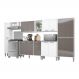 Cozinha Compacta Multimóveis Xangai Blues FG3282 com Armário e Balcão Branca/Lacca Fumê