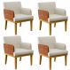 Kit 4 Poltronas Decorativas Sala De Estar Beatriz W01 Linho Champagne Couríssimo Camel - Lyam Decor