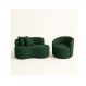 Conjunto 01 Poltrona + Sofá Curvo Orgânico Nature Gaia Suede Verde - Montanaris Decor