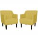 Kit 02 Poltronas Decorativas Clássica Pés Trapézio Suede Amarelo - DS Estofados