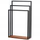 Toalheiro De Piso Triplo Lovell Metal Base em Madeira Peroba Preto DHom