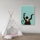 Quadro Infantil Cartoon Macaco 43x30 Filete Branco