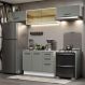 Cozinha Compacta Madesa Agata 280004 com Armário e Balcão (Com Tampo) - Branco/Cinza