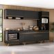 Cozinha Modulada Completa Compacta 5 Pçs com Balcão para Cooktop Veneza Multimóveis MP2268 Preto/Dourado