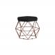 Puff Decorativo Base Bronze Elsa Veludo Preto G41 - Gran Belo